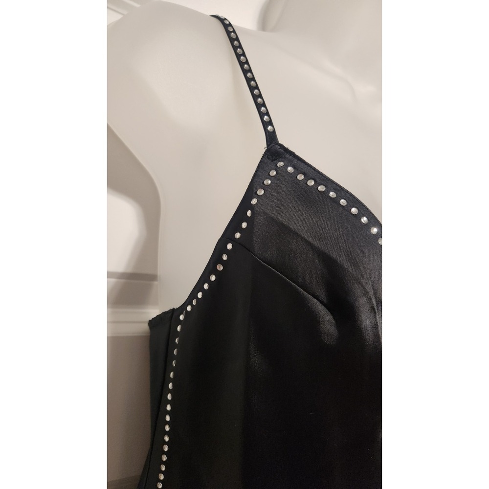 Victoria's Secret Dream Angels Black Satin & Rhinestone Slip Nightgown XS Y2K - Picture 5 of 13